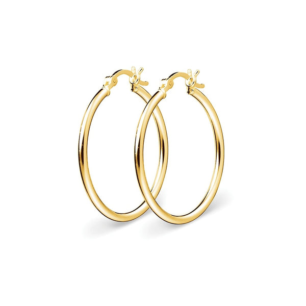 Round Plain Tube YGP Hoop Earrings
