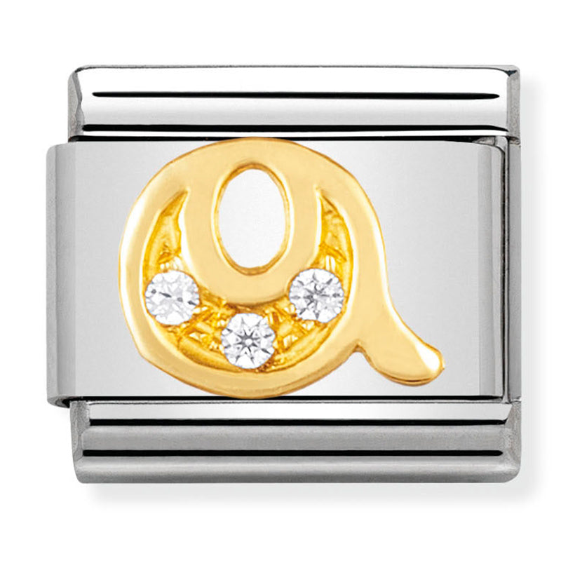 Gold - Letter Q with CZ Charm