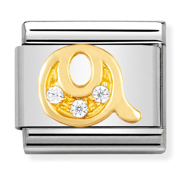 Gold - Letter Q with CZ Charm