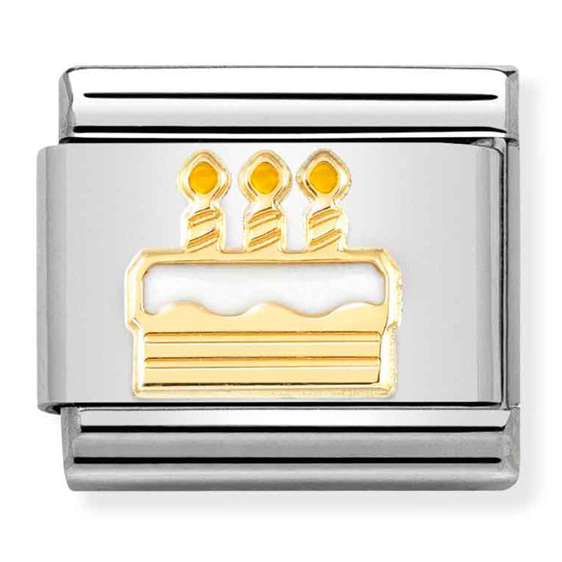 Food & Drinks - White Birthday Cake Gold Charm