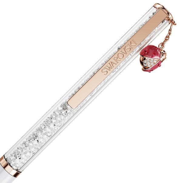 Crystalline Ballpoint Pen - Red Ladybug White Crystal Rosegold