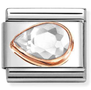 Gemstone - White Left Drop Faceted Rosegold Charm