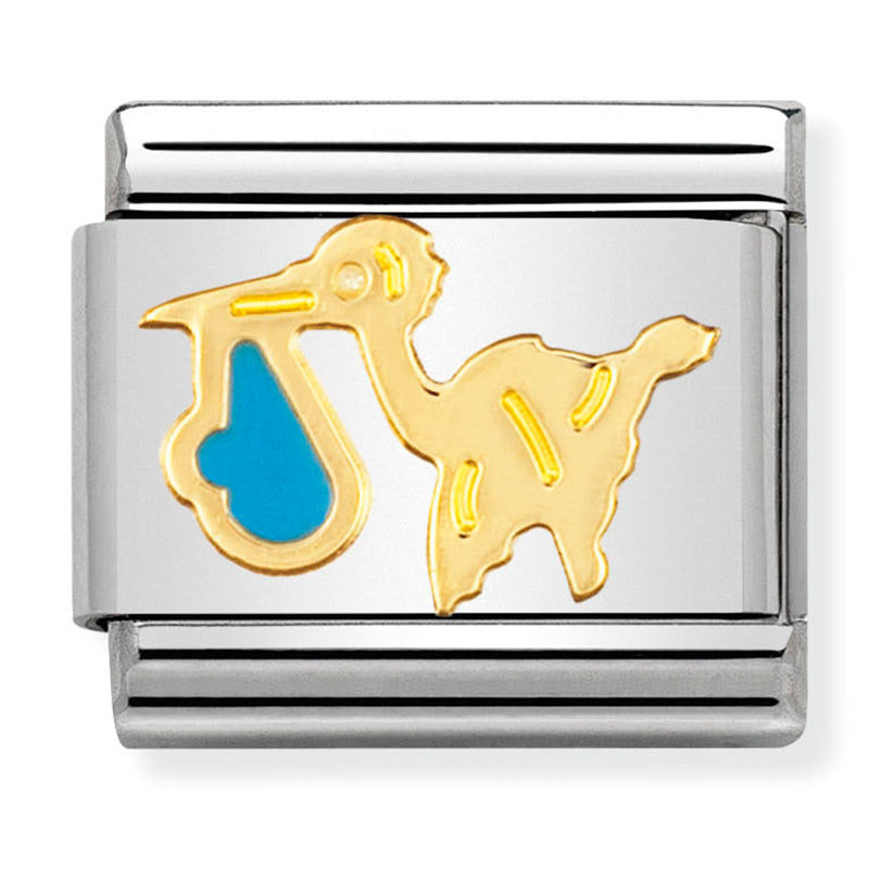 Baby - Blue Stork Gold Charm