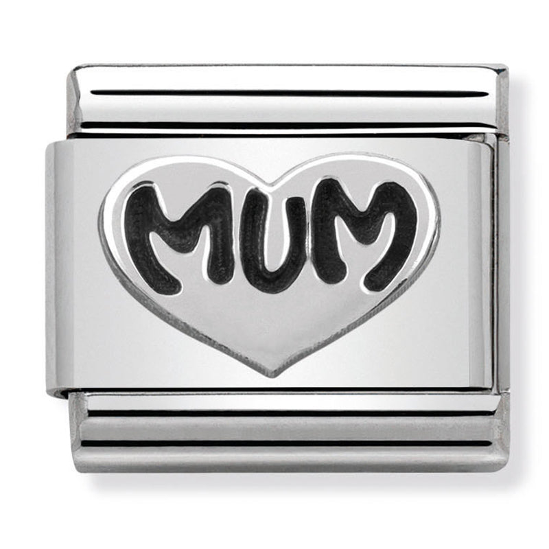 Family - Mum Heart Silver Charm
