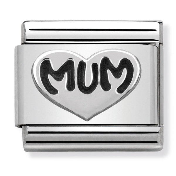 Family - Mum Heart Silver Charm
