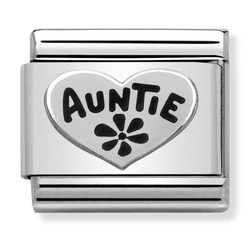 Family - Auntie Heart Silver Charm