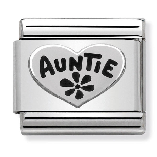 Family - Auntie Heart Silver Charm