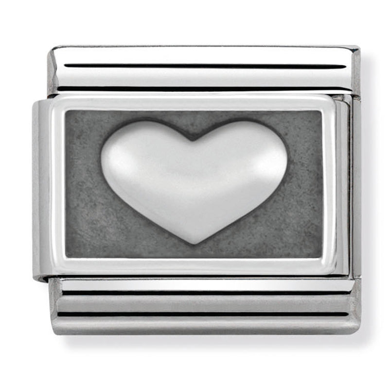 Love - Heart Oxidised Silver Charm