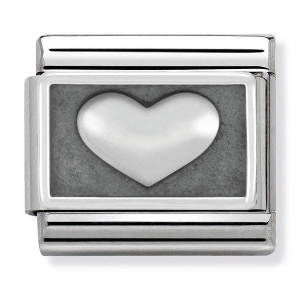 Love - Heart Oxidised Silver Charm
