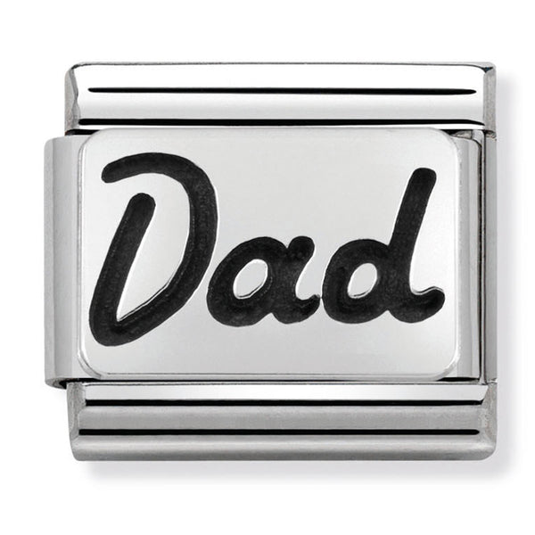 Family - Dad Italics Silver Charm