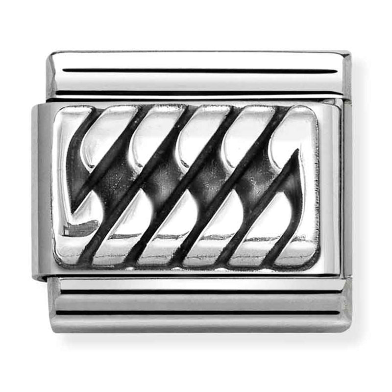 Symbols - Plaited (Tyre Print) Oxidised Silver Charm