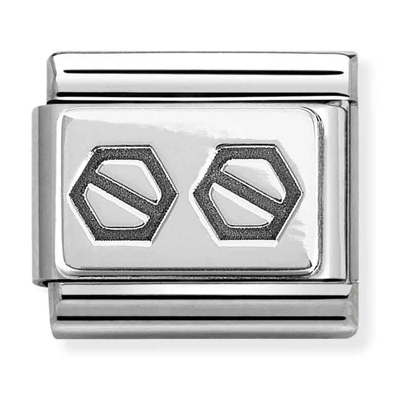 Symbols - Hexagonal Screws Oxidised Silver Charm