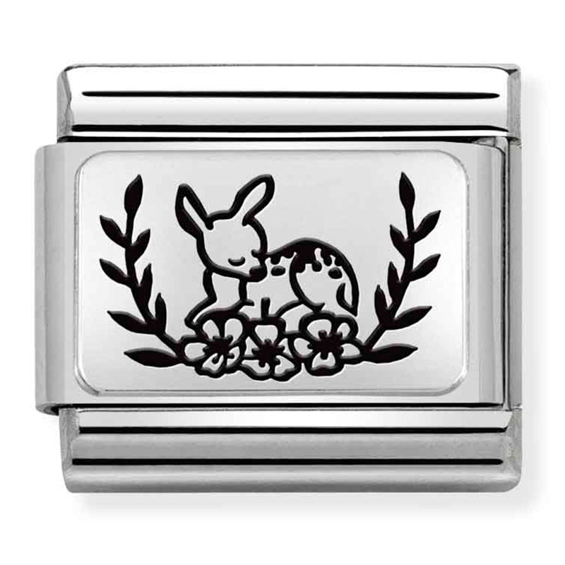 Animals - Deer With Flowers Silver Charm