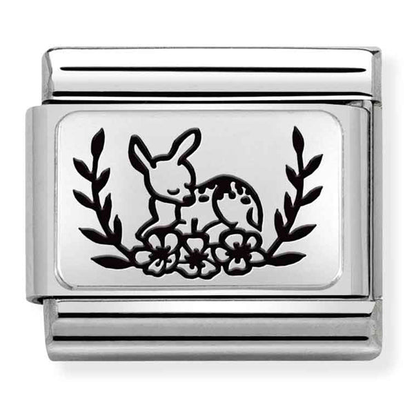 Animals - Deer With Flowers Silver Charm