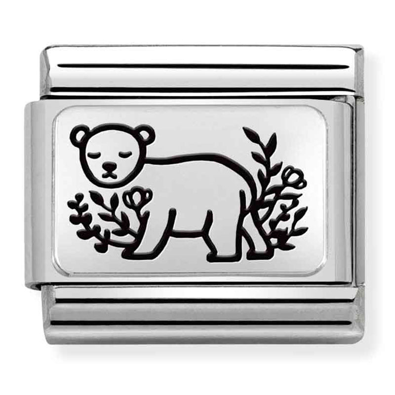 Animals - Bear With Flowers Silver Charm