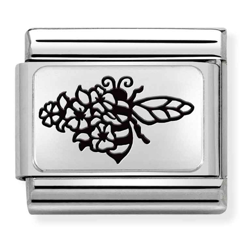 Animals - Bee with Flowers Silver Charm