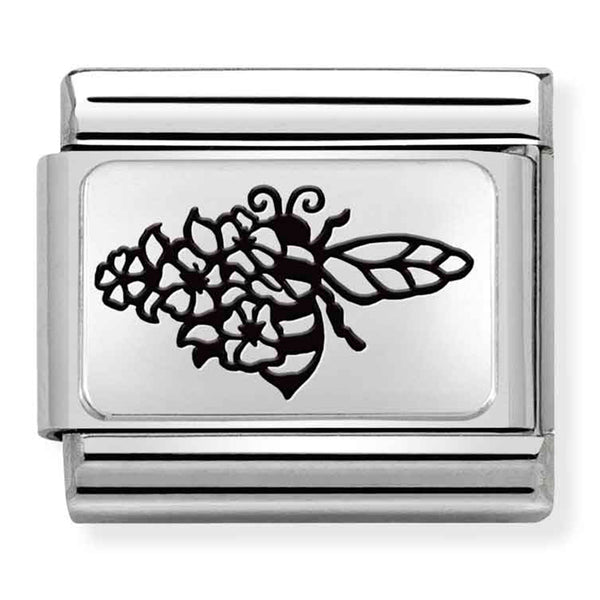 Animals - Bee with Flowers Silver Charm