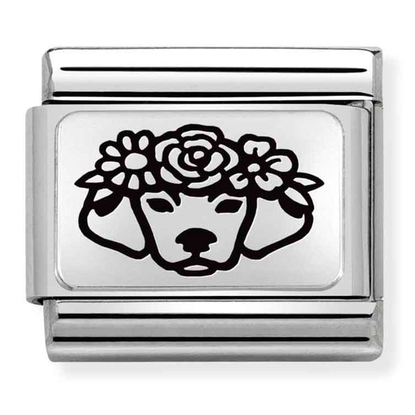 Animals - Dog With Flowers Silver Charm