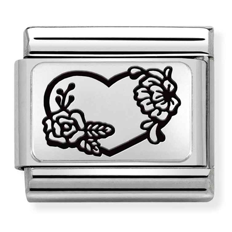 Love - Heart With Flowers Silver Charm