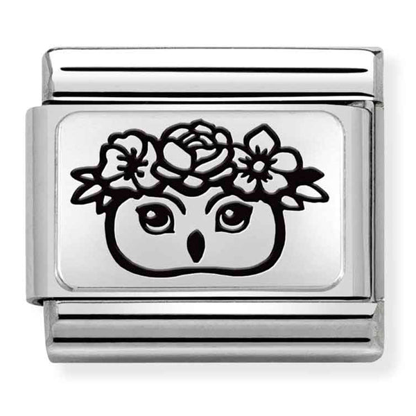 Animals - Owl With Flowers Silver Charm