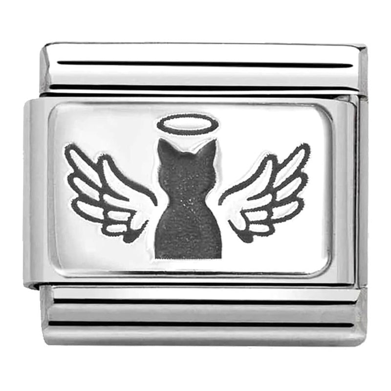 Animals - Angel Cat Silver Charm