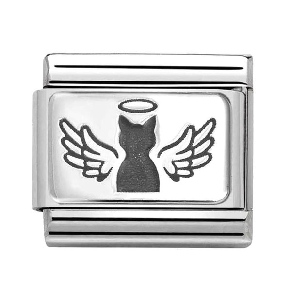 Animal - Angel Cat Silver Charm
