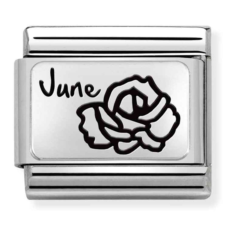 Birth Flower - June (Rose) Silver Charm