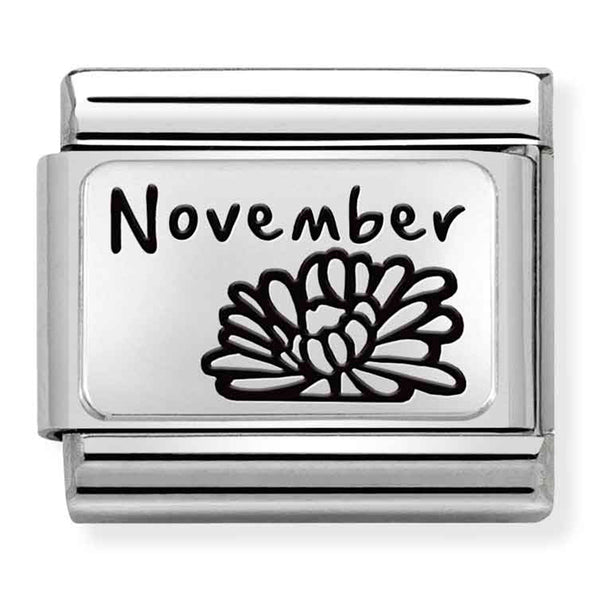 Birth Flower - November (Chrysanthemum) Silver Charm