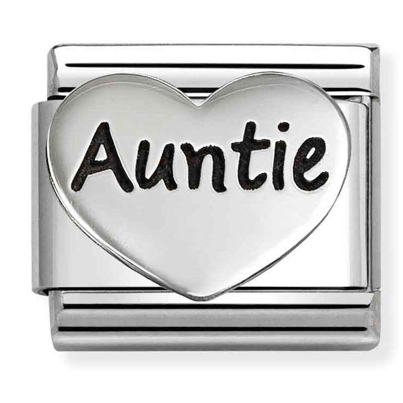 Family - Aunite Heart with Black Enamel Silver Charm