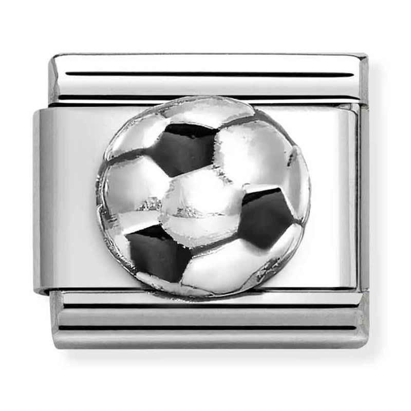 Sports - Soccer Ball with Black Enamel Silver Charm