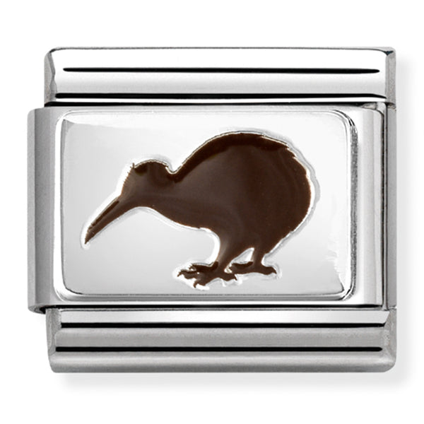 Animals - Kiwi with Enamel Silver Charm