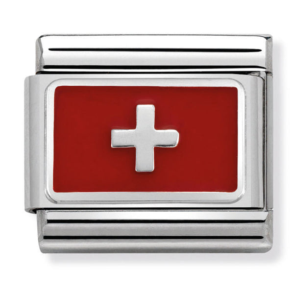 Europe Flag - Switzerland Silver Charm