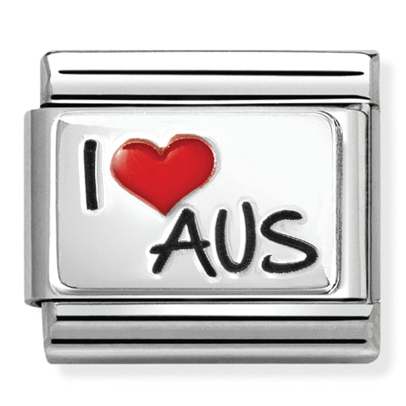 Travel - I Love Aus with Red Heart Silver Charm