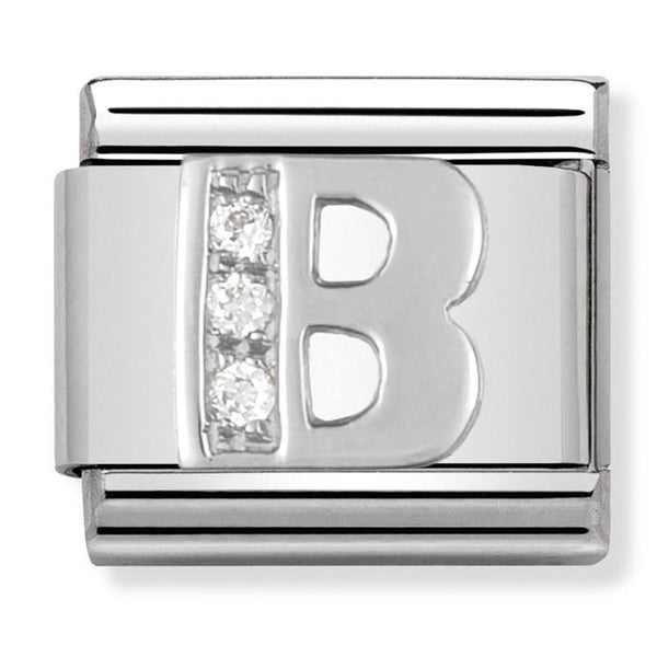 Silver - Letter B with CZ Charm