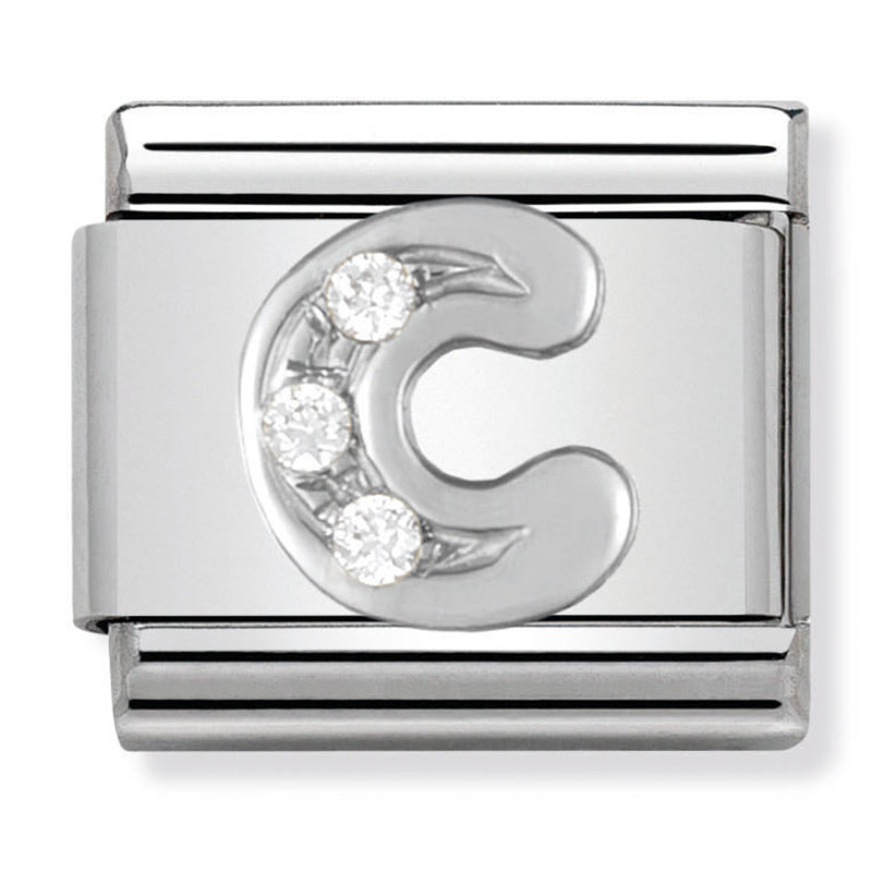 Silver - Letter C with CZ Charm