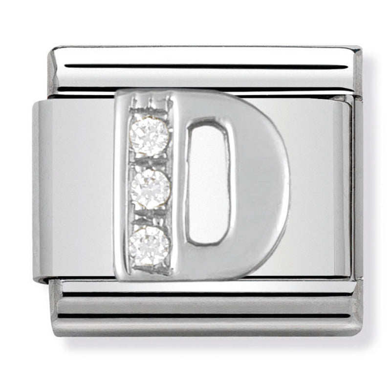 Silver - Letter D with CZ Charm