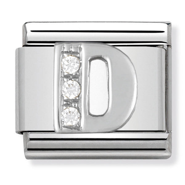 Silver - Letter D with CZ Charm