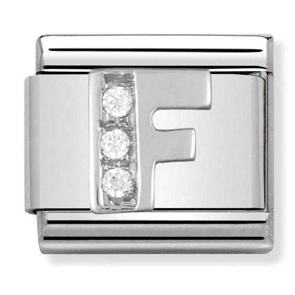 Silver - Letter F with CZ Charm