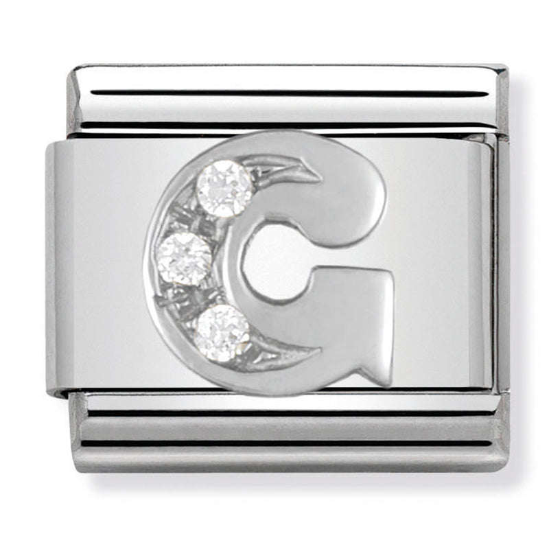 Silver - Letter G with CZ Charm
