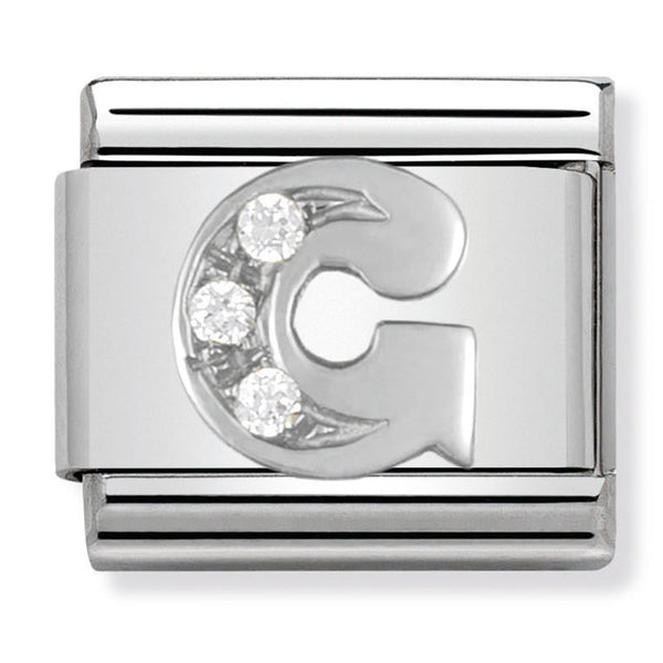 Silver - Letter G with CZ Charm