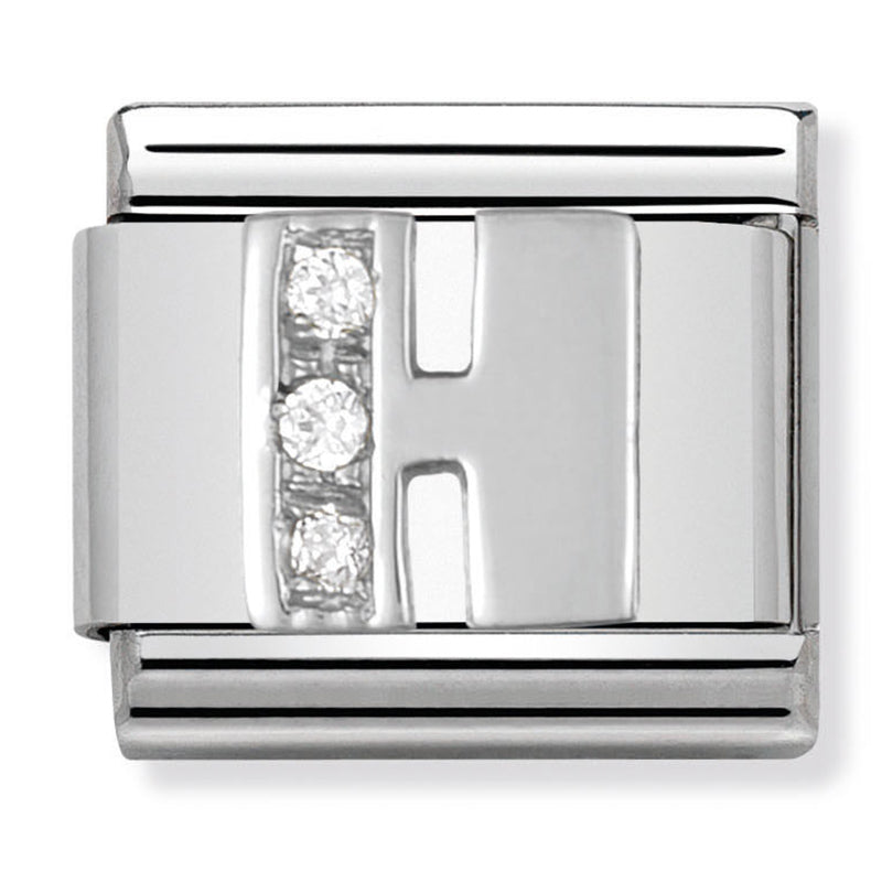 Silver - Letter H with CZ Charm