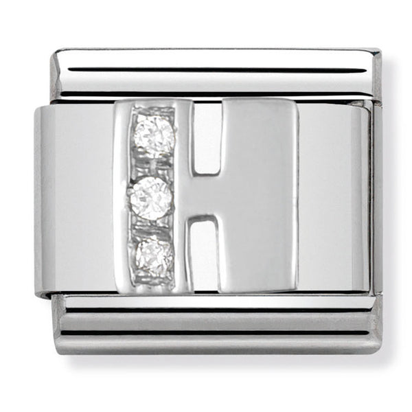 Silver - Letter H with CZ Charm