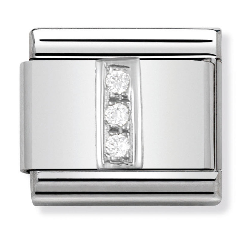 Silver - Letter I with CZ Charm