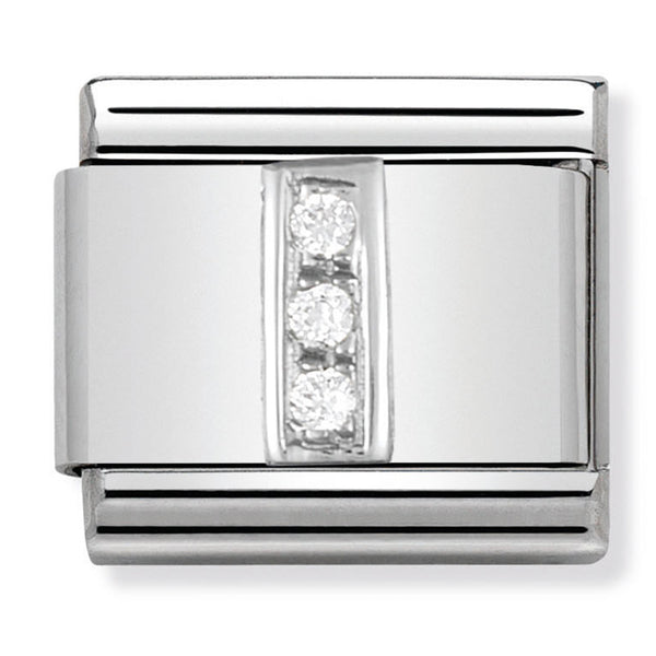 Silver - Letter I with CZ Charm