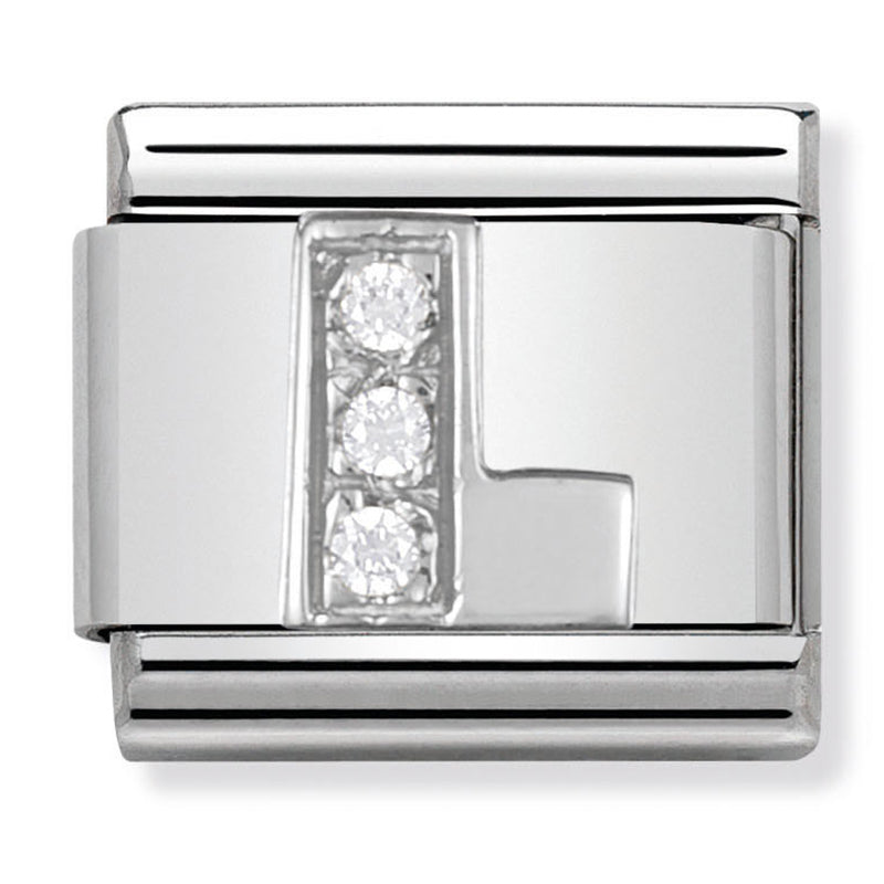 Silver - Letter L with CZ Charm