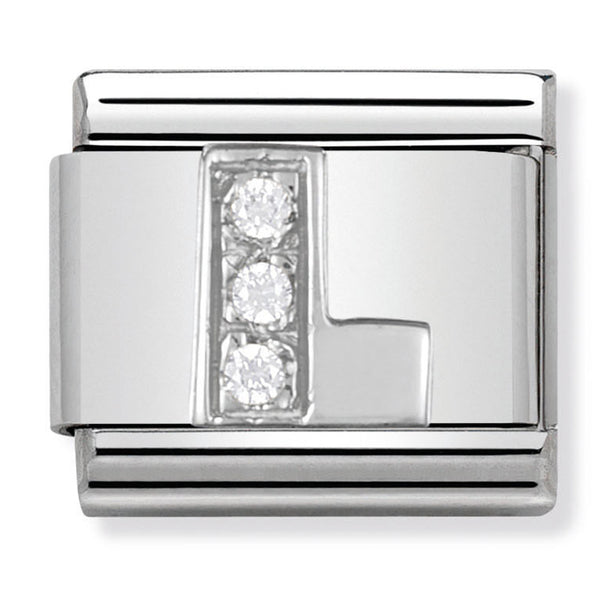 Silver - Letter L with CZ Charm