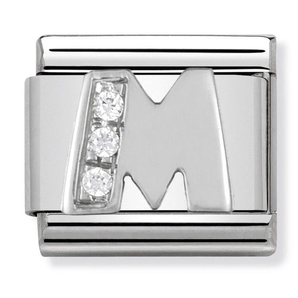 Silver - Letter M with CZ Charm