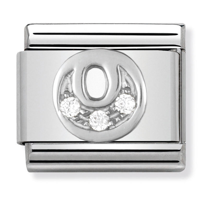 Silver - Letter O with CZ Charm