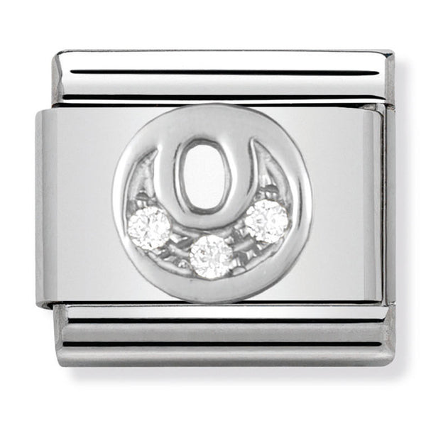 Silver - Letter O with CZ Charm