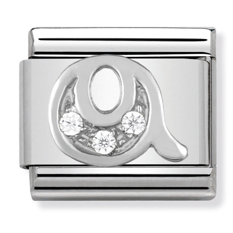 Silver - Letter Q with CZ Charm